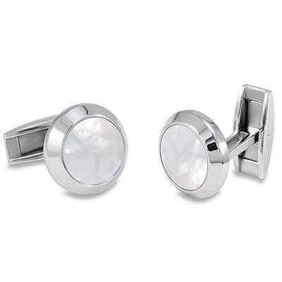 Stainless Steel Mother of Pearl Inlay Cuff Links 