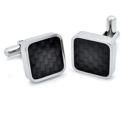 Stainless Steel Black Carbon Fiber Cuff Links