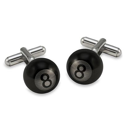 Black Plated Stainless Steel Eight Ball Cuff Links