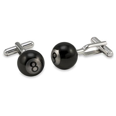 Black Plated Stainless Steel Eight Ball Cuff Links