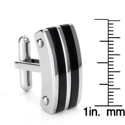 Stainless Steel and Black Plated Cuff Links