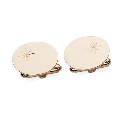 23 Karat Gold and Diamond Accent Cuff Links