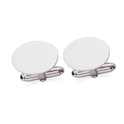 Sterling Silver Oval Plain Polish Cuff Links