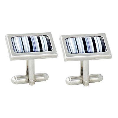 Black Rectangular Barcode Cufflinks