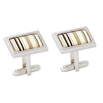 Brown Rectangular Barcode Cufflinks