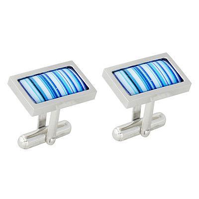 Blue Rectangular Barcode Cufflinks