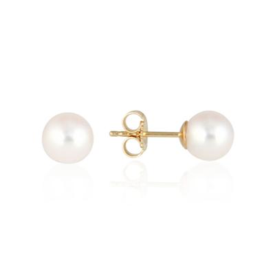 7.5-8MM Natural Cultured Akoya white Pearl Stud Earring in 14K Gold