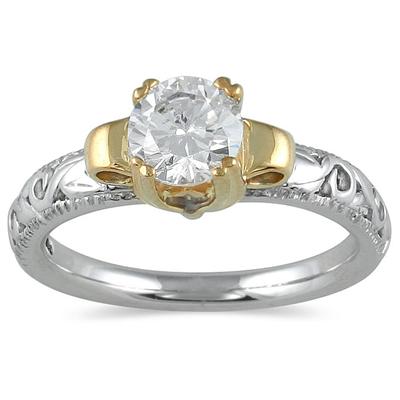 1/2 CT Two-tone Art Deco Diamond Engagement Ring