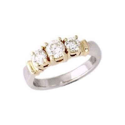 Two Toned Three Stone Diamond Ring
