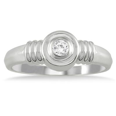 1/10 Carat Bezel Set Diamond Solitaire Ring in 10K White Gold