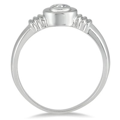 1/10 Carat Bezel Set Diamond Solitaire Ring in 10K White Gold