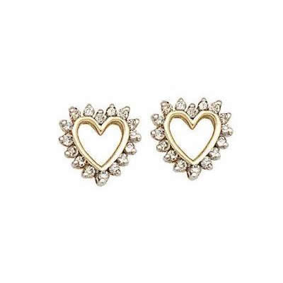 Simple Diamond Heart Earrings