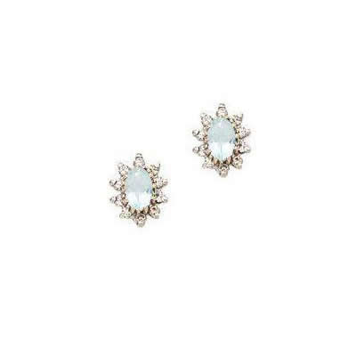 Aquamarine and Diamond Oval Flower Earrings