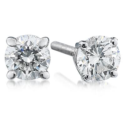 1/4CT White Diamond Stud Earrings set in 14K White Gold
