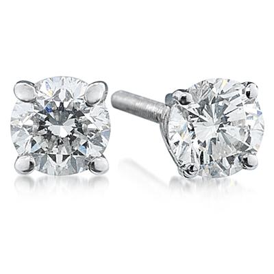 1/4CT White Diamond Stud Earrings set in 14K White Gold 