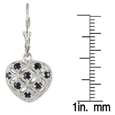 1/2 Carat Sapphire Heart Puff Earrings in .925 Sterling Silver