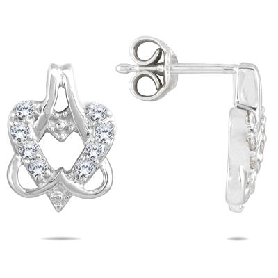 1/4 Diamond Heart Earrings in 10K White Gold