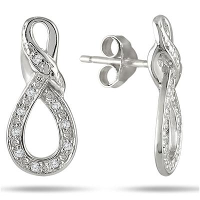 1/10 Carat Diamond Twist Earrings in .925 Sterling Silver