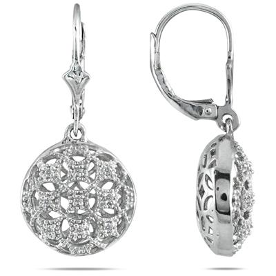 1/10 CTW Diamond Circle Puff Earrings in Brass