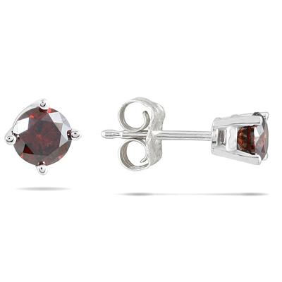 1/2 CTW Cognac Diamond Studs in 14K White Gold