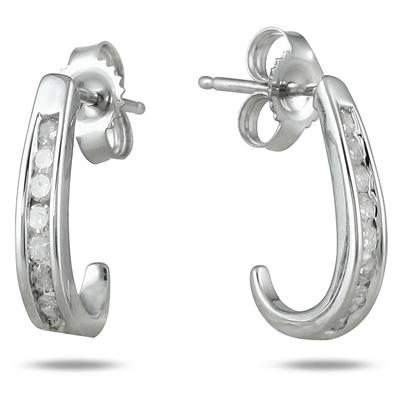 1/4 Carat TW Channel-Set Diamond Hoop Earrings in 10K White Gold