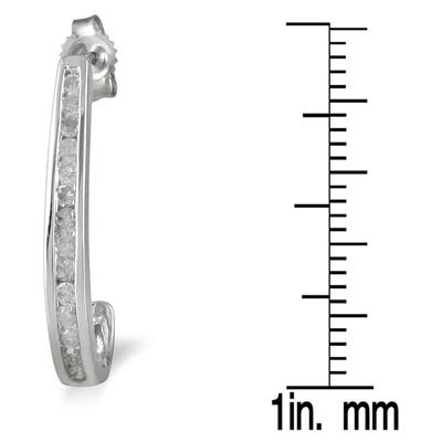 1/2 Carat TW Channel-Set Diamond Hoop Earrings in 10K White Gold