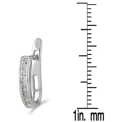 1/4 Carat TW Channel-Set Diamond Lever Back Hoop Earrings in 10K White Gold