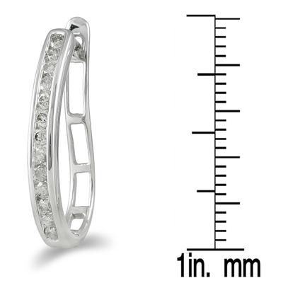 1/2 Carat TW Channel-Set Diamond Lever Back Hoop Earrings in 10K White Gold