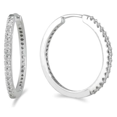 1/4 Carat TW Inside Out Diamond Hoop Earrings in 10K White Gold