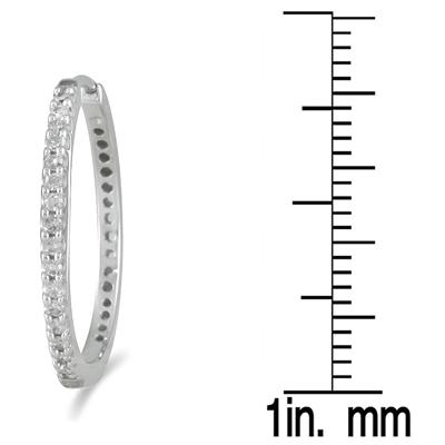 1/4 Carat TW Inside Out Diamond Hoop Earrings in 10K White Gold