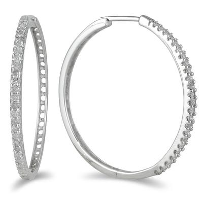 1/2 Carat TW Diamond Hoop Earrings in 10K White Gold