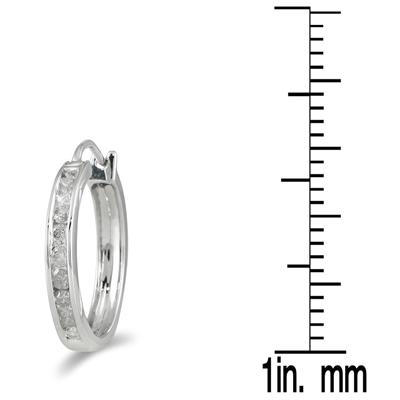 1/4 Carat TW Channel-Set Diamond Hoop Earrings in 10K White Gold