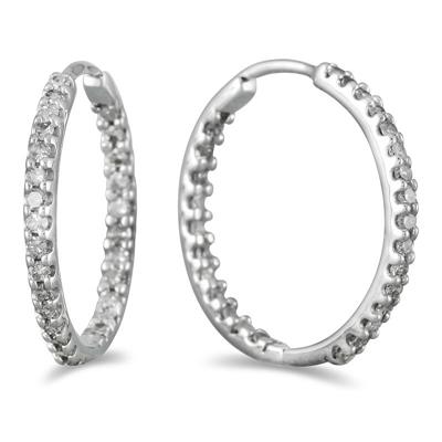 1/2 Carat TW Inside Out Diamond Hoop Earrings in 10K White Gold