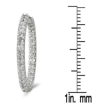 1 Carat TW Inside Out Diamond Hoop Earrings in 10K White Gold