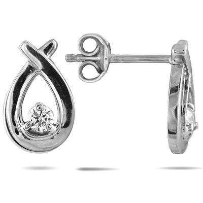 1/5 Carat TW White Diamond Knot Earrings in 10K White Gold