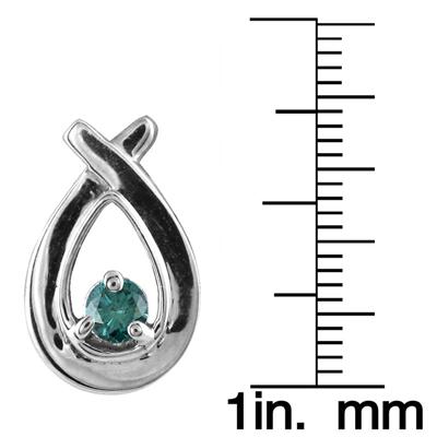 Blue Diamond Loop Earrings in 10K White Gold
