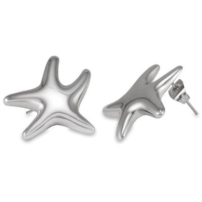 Silver Plated Stainless Steel Starfish Earrings