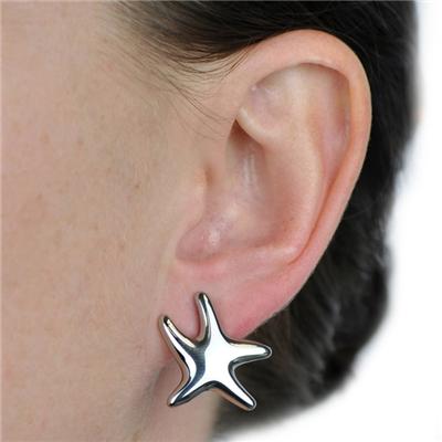 Silver Plated Stainless Steel Starfish Earrings
