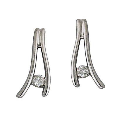 Diamond Wave Earrings in 14k White Gold