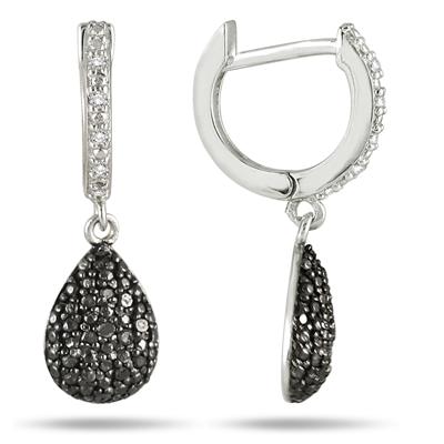 1/5 Carat T.W Black and White Diamond Earrings in .925 Sterling Silver