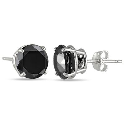 5 Carat Black Diamond Studs in .925 Sterling Silver