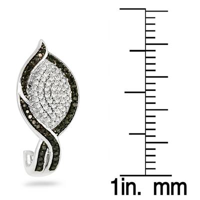 1 Carat Black and White Diamond Earrings in 14K White Gold 