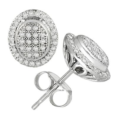 1/2 Carat Diamond Pave Earrings in 14K White Gold 