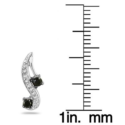 1/4 Carat Black and White Diamond Earrings in 10K White Gold 