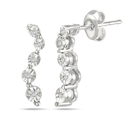 Diamond Journey Earrings in .925 Sterling Silver 