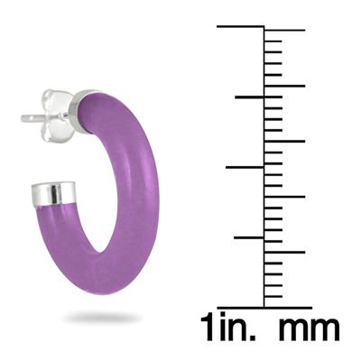 All Natural Lavender Jade Hoop Earrings in .925 Sterling Silver