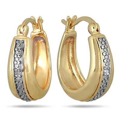 18K Gold Plated Diamond Huggie Hoop Earrings