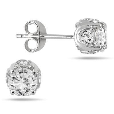 1 Carat Diamond Earrings in 14K White Gold 
