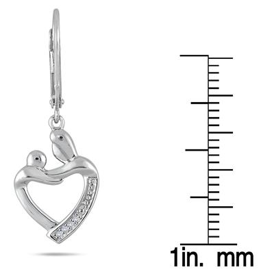 Mother and Baby Diamond Earrings in .925 Sterling Silver 