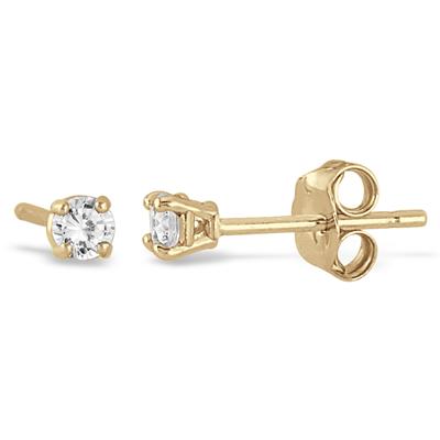 1/5 Carat Yellow Gold Plated Diamond Stud Earrings in .925 Sterling Silver